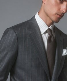 GOTAIRIKU 【形態安定】PREMIUMPLEATS_レギュラーカラー 通年ドレスシャツ（ボーダー）