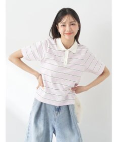 earth music&ecology 襟付きボーダープルオーバー