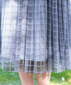 Tiaclasse 【洗える】チェック柄チュールレーススカート