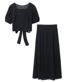 earth music&ecology ＳＥＴ２点バックリボンブラウス＋フレアスカート