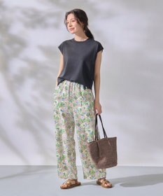 ANY L 【ウエストゴム/洗濯機可能】フラワープリントリラックスパンツ