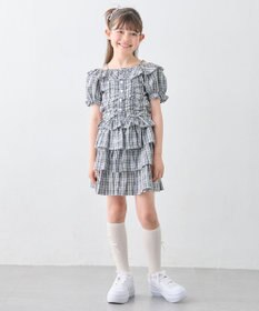 ANY KIDS 【洗濯機可能】ティアード チェックスカパン