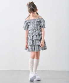 ANY KIDS 【洗濯機可能】ティアード チェックスカパン