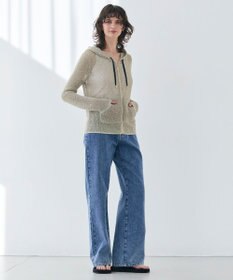 BEIGE， 【洗える】OPTICAL / ペーパーヤーンフーディージップニット