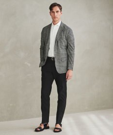 GOTAIRIKU 新柄【吸水速乾/ウォッシャブル】ノルマンディーリネン カーディガンジャケット＿グレンチェック柄