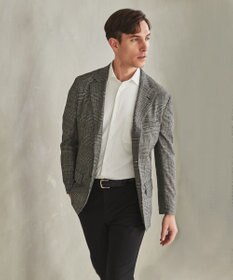 GOTAIRIKU 新柄【吸水速乾/ウォッシャブル】ノルマンディーリネン カーディガンジャケット＿グレンチェック柄