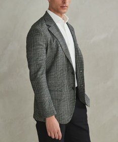 GOTAIRIKU 新柄【吸水速乾/ウォッシャブル】ノルマンディーリネン カーディガンジャケット＿グレンチェック柄