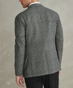 GOTAIRIKU 新柄【吸水速乾/ウォッシャブル】ノルマンディーリネン カーディガンジャケット＿グレンチェック柄