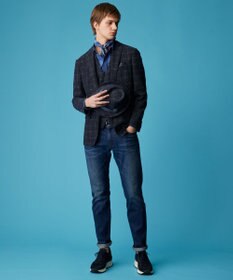 JOSEPH ABBOUD 【イタリア素材/軽量/ストレッチ】サマーツィードジャージーチェック プリント ジャケット