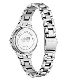 CITIZEN 【少し大きめの28mmケース】見やすさと可愛いらしさが魅力の電波時計 シルバー。防水 シンプル 日付 秒針 簡単ベルト調整。
