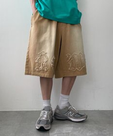 WEGO ツイルブラスト加工ワイドショートパンツ