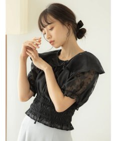 earth music&ecology 衿付きフラワーブラウス