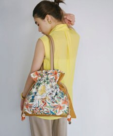 TOPKAPI 【TREASURE TOPKAPI】マイルドサテン スカーフ柄 巾着 トート バッグ