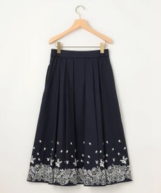 組曲 レースパネルプリント タックフレアスカート