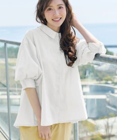 Tiaclasse 綿混ローン袖バルーンブラウス