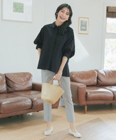 Tiaclasse 綿混ローン袖バルーンブラウス