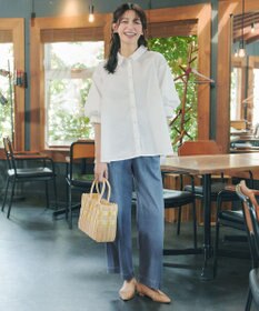 Tiaclasse 綿混ローン袖バルーンブラウス