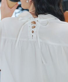 Tiaclasse 綿混ローン袖バルーンブラウス