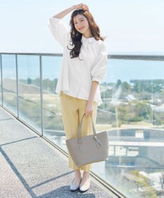 Tiaclasse 綿混ローン袖バルーンブラウス