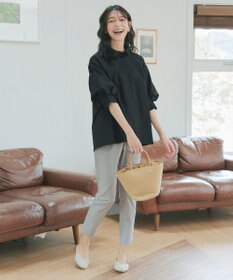 Tiaclasse 綿混ローン袖バルーンブラウス