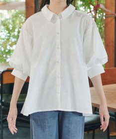 Tiaclasse 綿混ローン袖バルーンブラウス