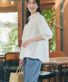 Tiaclasse 綿混ローン袖バルーンブラウス