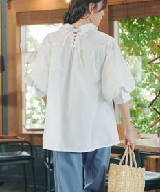 Tiaclasse 綿混ローン袖バルーンブラウス