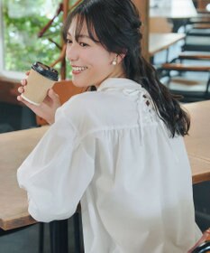 Tiaclasse 綿混ローン袖バルーンブラウス