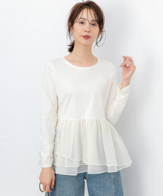 組曲 オーガンジーコンビ ロングTシャツ ホワイト系