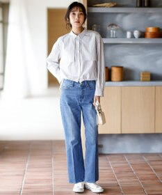 ANY SIS センタープレスセミフレア デニム