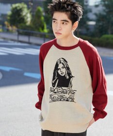 WEGO ラグランジャガードグラフィックプルオーバー