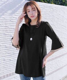 Tiaclasse 【新色追加】シフォンフレア袖チュニックブラウス