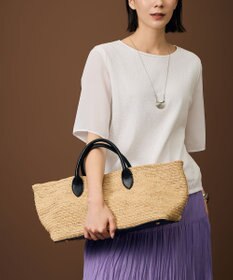 自由区 【SHIHOさん着用・可変デザイン・季節を彩る素材】ワイドライフィア トートバッグ ベージュ