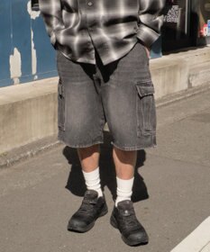 WEGO 【SMLサイズ展開】イージーバギーデニムカーゴショーツ