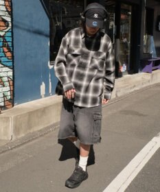 WEGO 【SMLサイズ展開】イージーバギーデニムカーゴショーツ