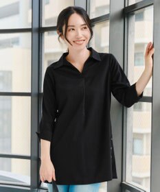 Tiaclasse 【洗える】サイドボタンシャツチュニックブラウス