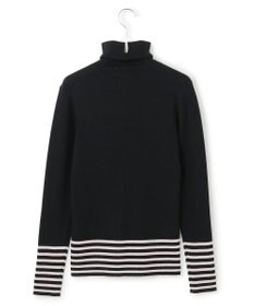 23区 L 【見上愛さん着用/VERY掲載/洗える】ウーステッドウール リブタートル ボーダー ニット