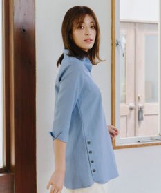 Tiaclasse 【洗える】サイドボタンシャツチュニックブラウス