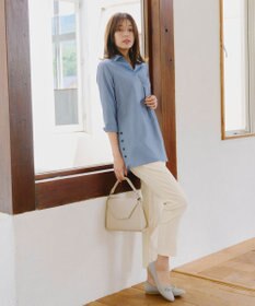 Tiaclasse 【洗える】サイドボタンシャツチュニックブラウス