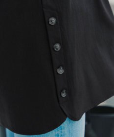 Tiaclasse 【洗える】サイドボタンシャツチュニックブラウス