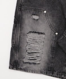 WEGO ダブルニーダメージデニムショーツ