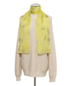 MOONBAT 【シルク100%】FURLA (フルラ) ミモザ シルクシフォンプリントスカーフ 150cm×35cm  手洗い可能