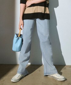 自由区 L ウスカルデニムワイドストレート パンツ ライトインディゴ
