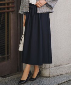23区 L 【洗える】フルーフィーツイル フレア スカート ネイビー系
