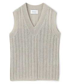 BEIGE， OPTICAL /  ペーパーヤーン Vネックリブニット