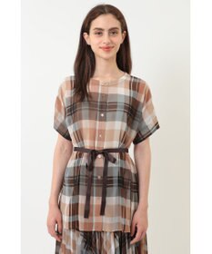 DAKS ビッグトランスチェックシフォンブラウス