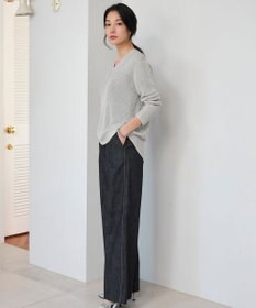 ICB 【洗える】 ペーパーブレンドシャインニット Vネックプルオーバー