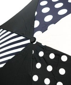 +RING プラスリング レディース向け 晴雨兼用 折傘 BLK/DOT T1335