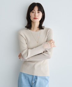 YECCA VECCA 袖口シアーリブニット