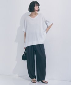 UNFILO L スゴ機能美ニット Vネック ワイドプルオーバー